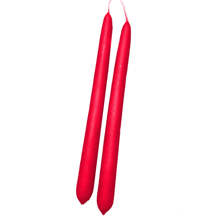 Handmade Dinner Candles/ Pair - Cherry Red