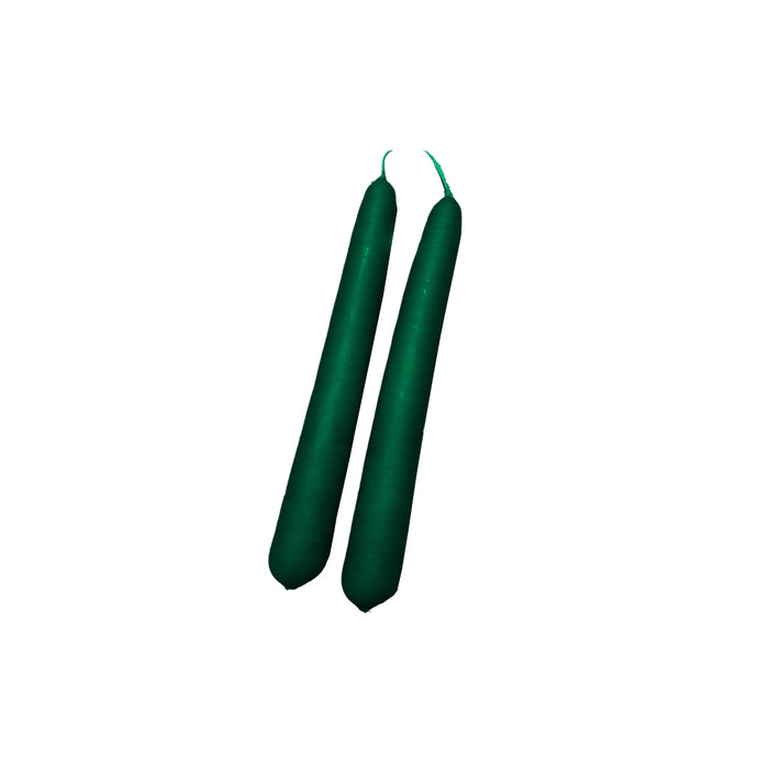 Handmade Dinner Candles/ Pair - Forest Green