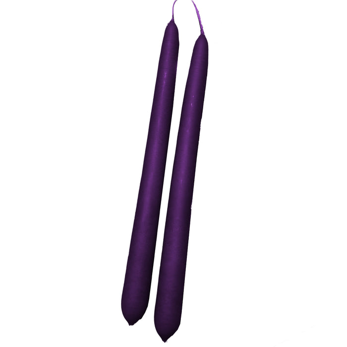 Handmade Dinner Candles/ Pair - Aubergine