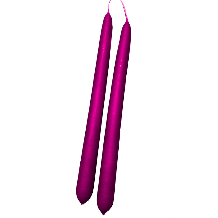 Handmade Dinner Candles/ Pair - Dark Pink