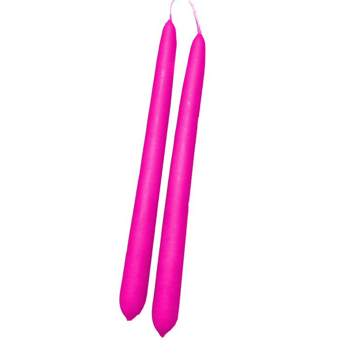 Handmade Dinner Candles/ Pair - Hot Pink