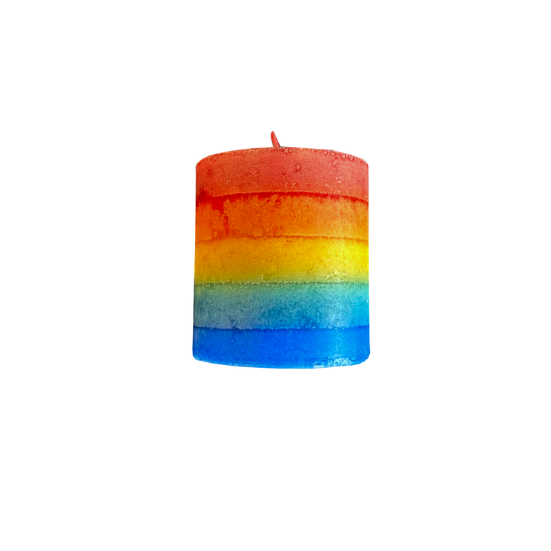 Rainbow Pillar Candle, 75 x 70mm