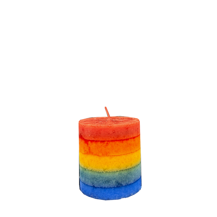 Rainbow Pillar Candle, 75 x 70mm