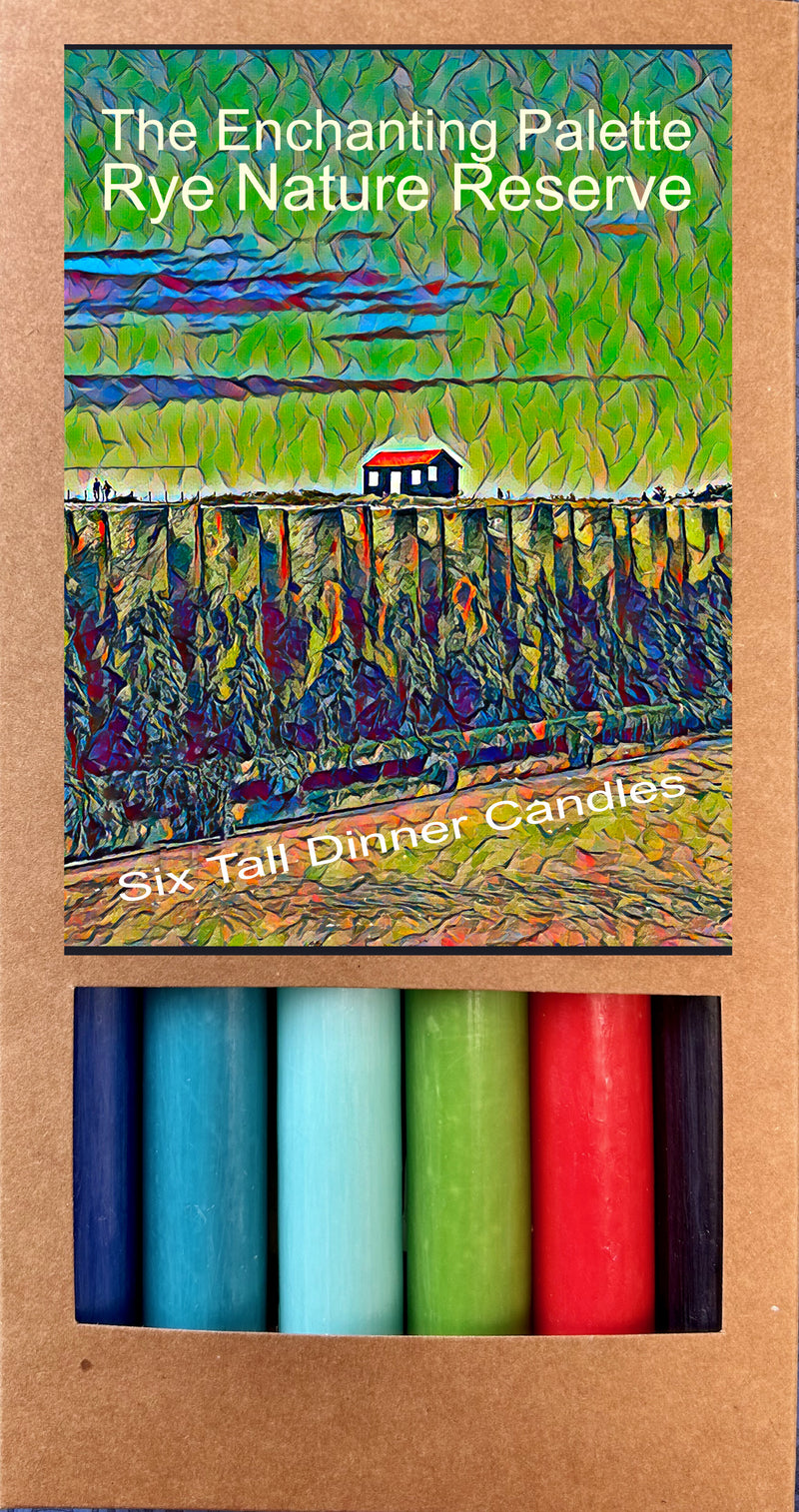 Art Illuminated Rye's Nature Reserve – Set of 6 Green & Blue Dinner Candles