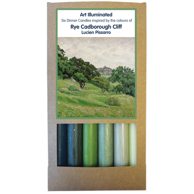 Art Illuminated Rye Cadborough Cliff – Set of 6 Shades of Green Dinner Candles