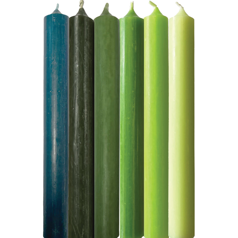 Art Illuminated Rye Cadborough Cliff – Set of 6 Shades of Green Dinner Candles