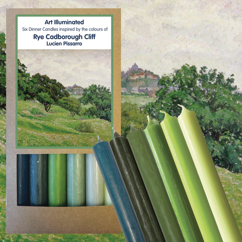 Art Illuminated Rye Cadborough Cliff – Set of 6 Shades of Green Dinner Candles