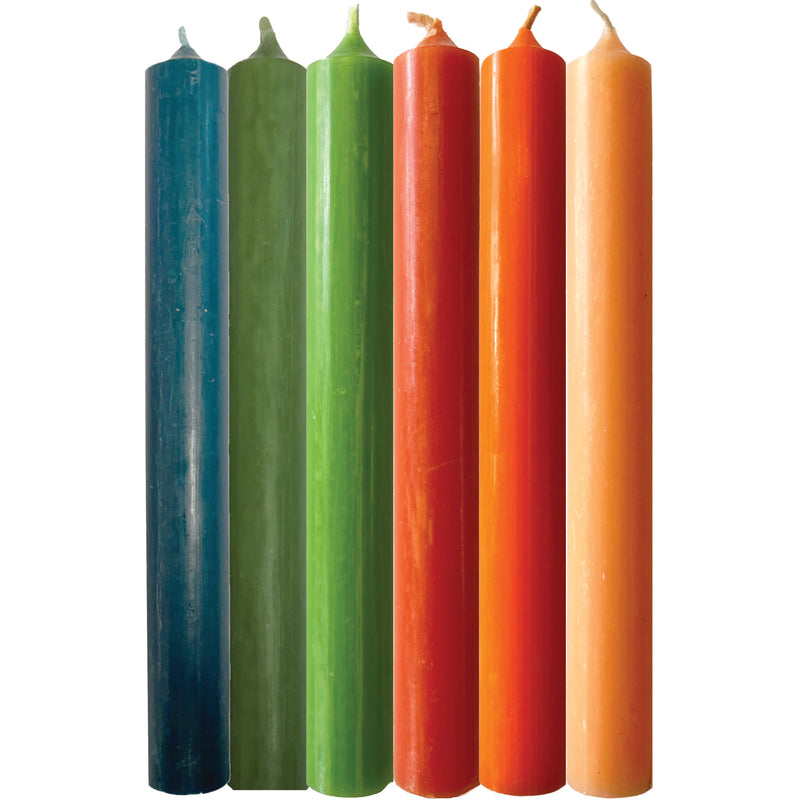 Art Illuminated Rye Cadborough Hill, Sunset – Set of 6 Green & Orange Dinner Candles