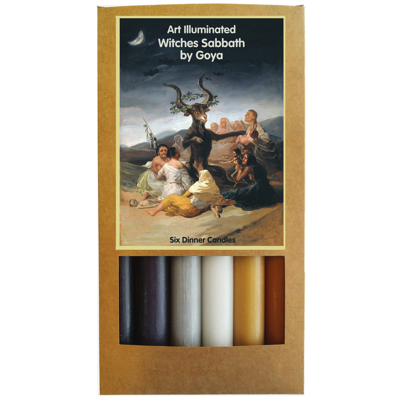 Art Illuminated Witches' Sabbath – Set of 6 Black, White & Ochre Dinner Candles