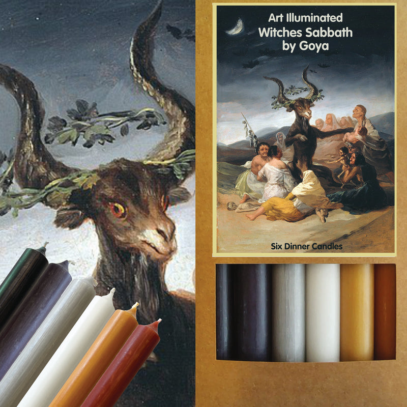 Art Illuminated Witches' Sabbath – Set of 6 Black, White & Ochre Dinner Candles