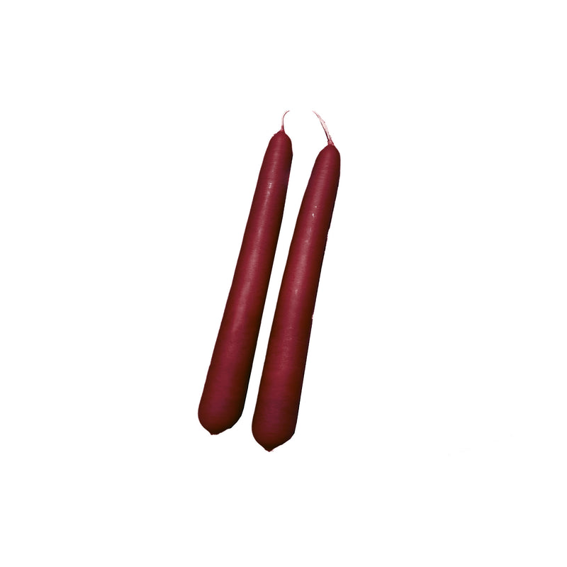 Handmade Dinner Candles/ Pair - Burgundy