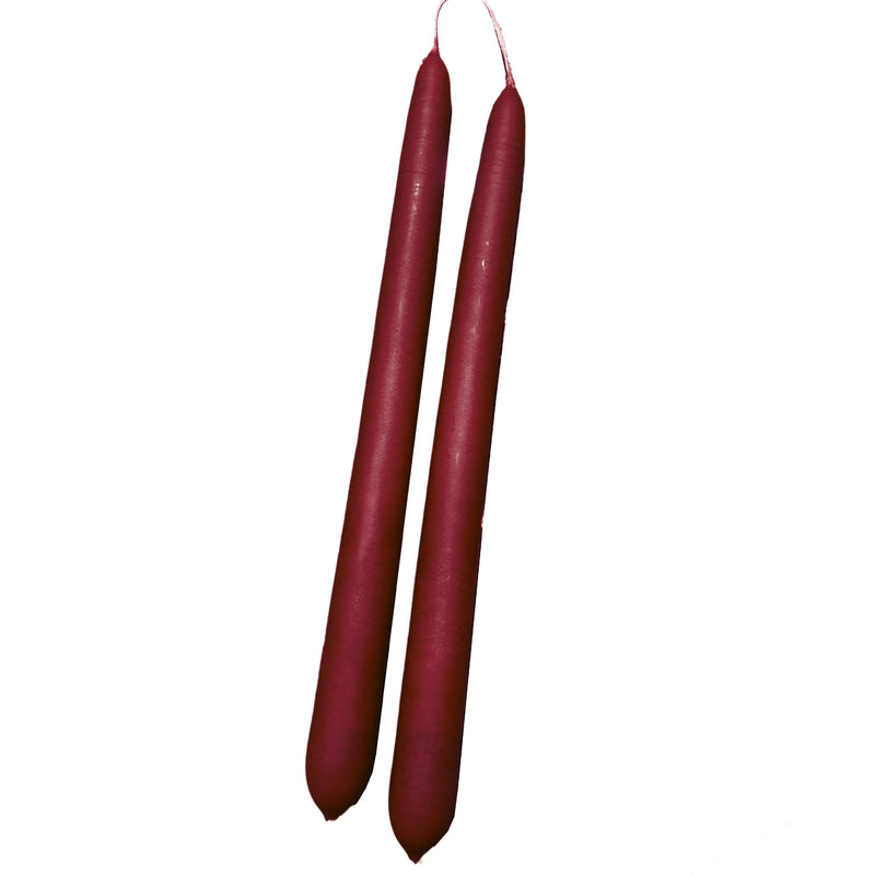Handmade Dinner Candles/ Pair - Burgundy
