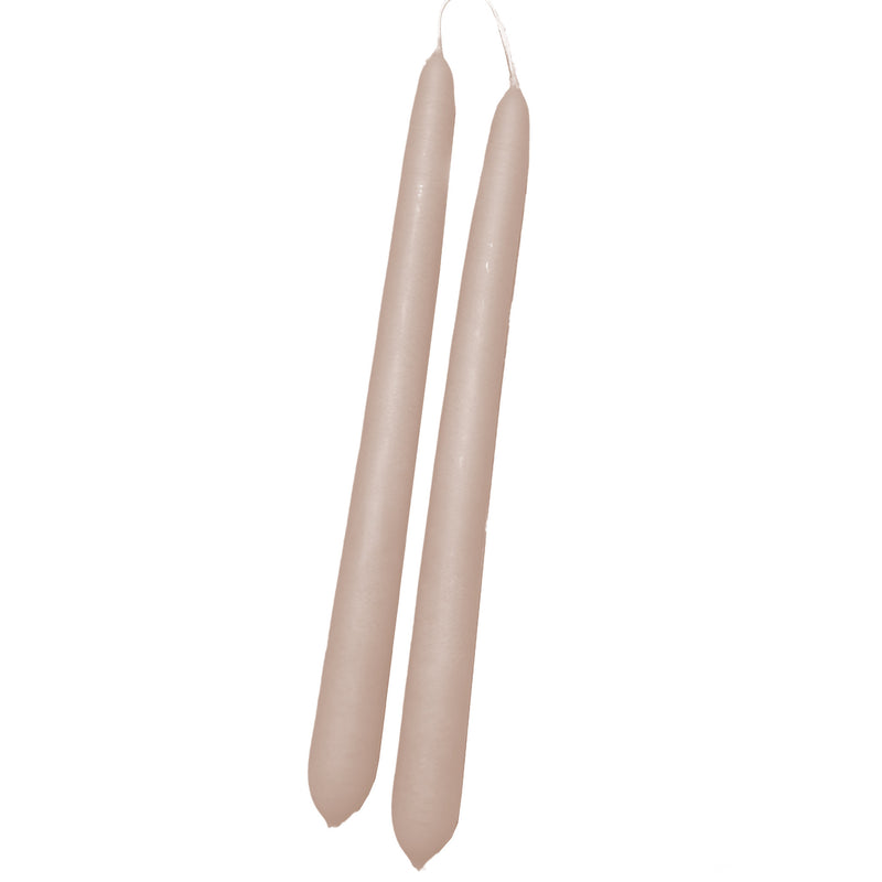 Handmade Dinner Candles/ Pair - Taupe