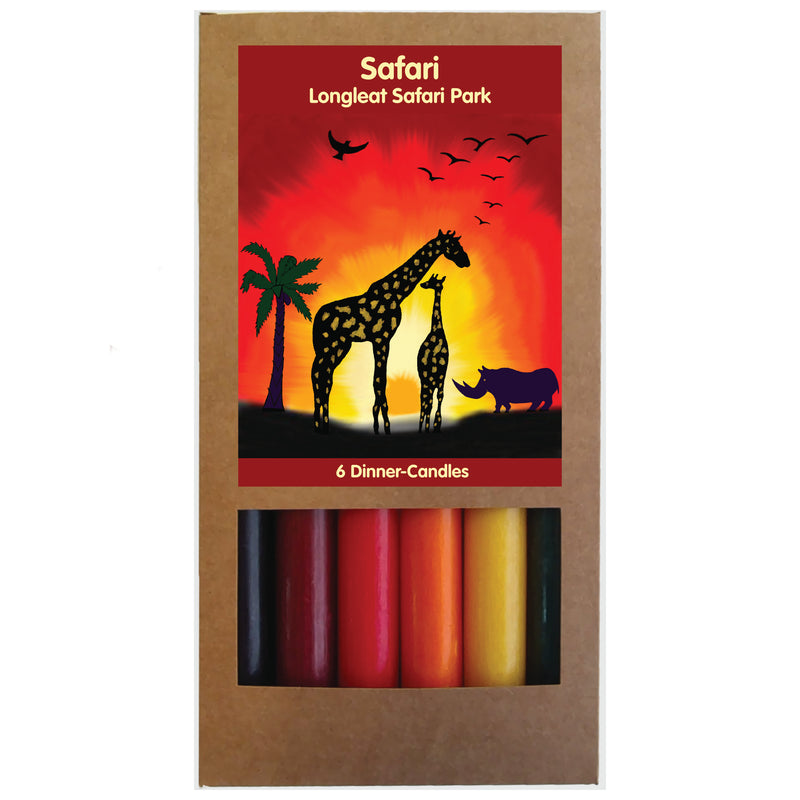Art Illuminated Safari – Set of 6 Black, Red & Orange Dinner Candles