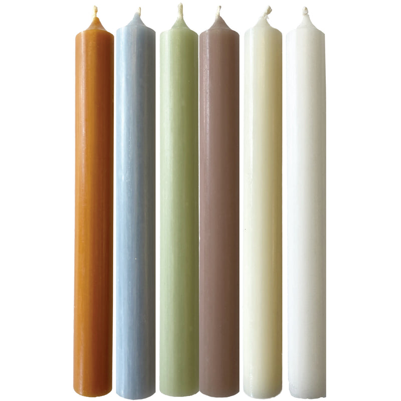 Art Illuminated Landscape in Snow – Set of 6 Blue & Neutral Dinner Candles