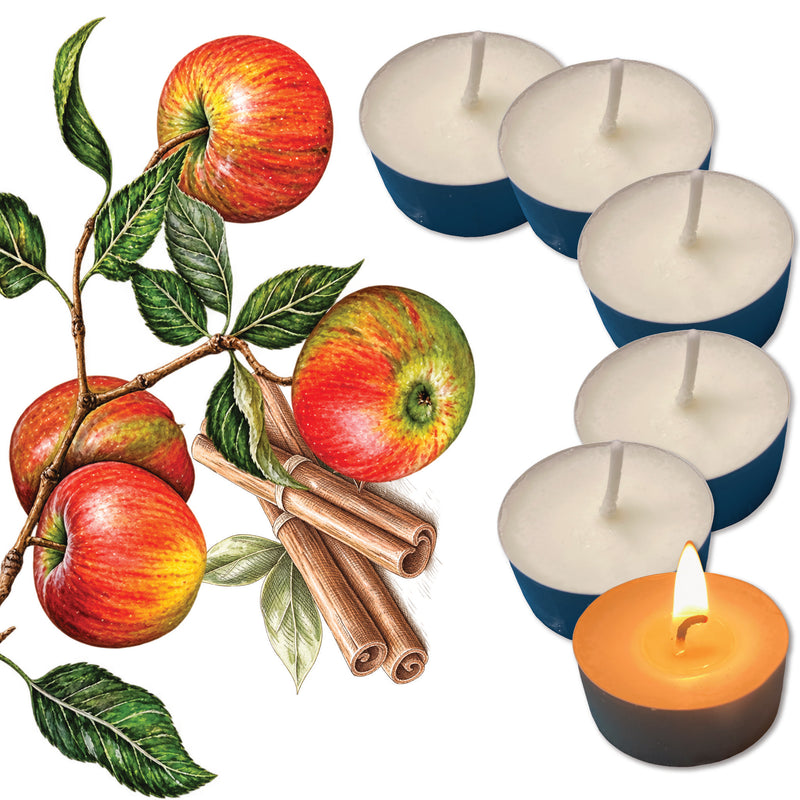 Apple and Cinnamon Handmade Scented Tealights - Pack of 6
