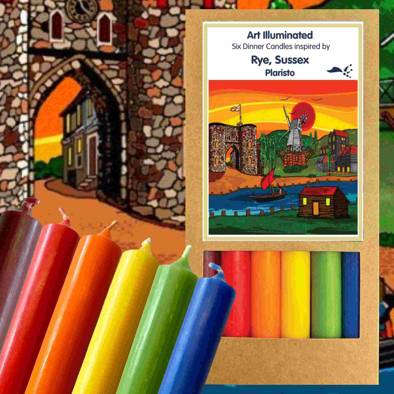 Art Illuminated Rye, Sussex – Set of 6 Rainbow Dinner Candles