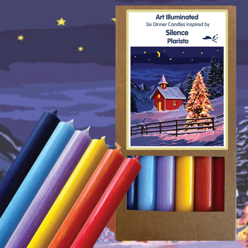 Art Illuminated Silence – Set of 6 Blue, Red & Yellow Dinner Candles