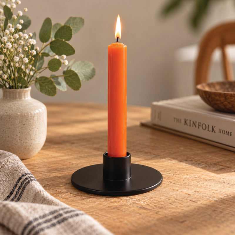 Low Black Metal Dinner Candle Holder – 70mm
