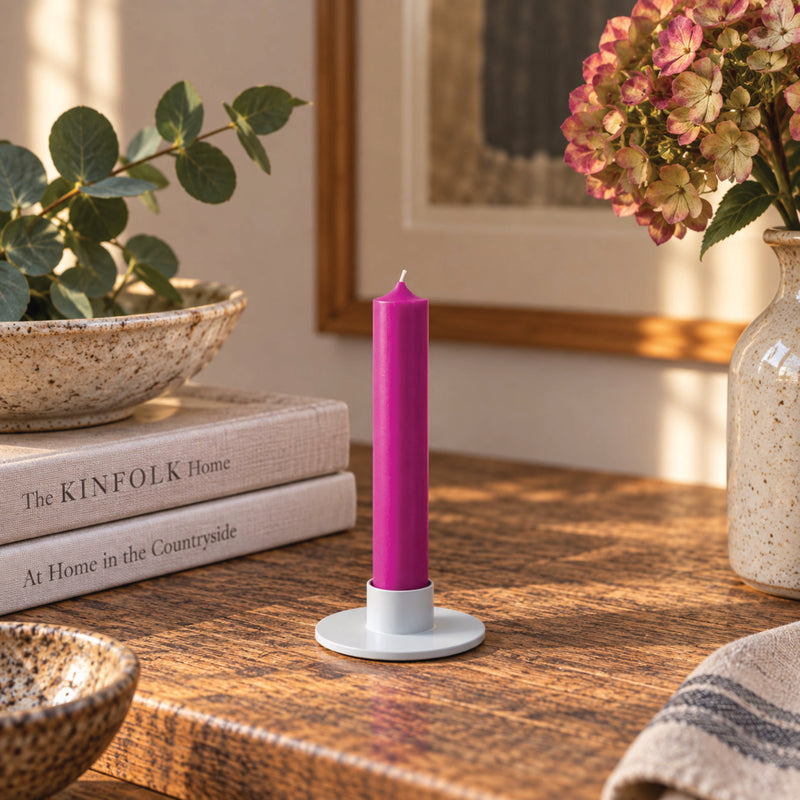 Low White Metal Dinner Candle Holder – 70mm