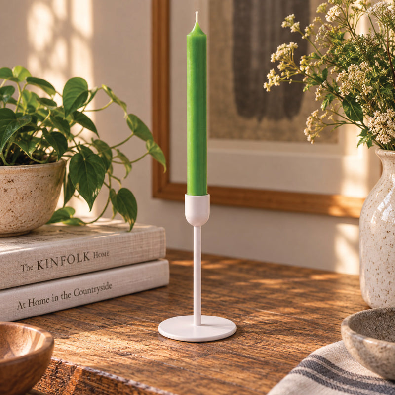White Metal Dinner Candle Holder – 154mm