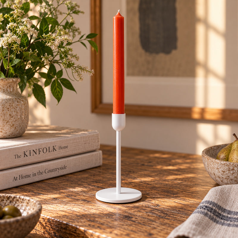 White Metal Dinner Candle Holder – Tall 220mm