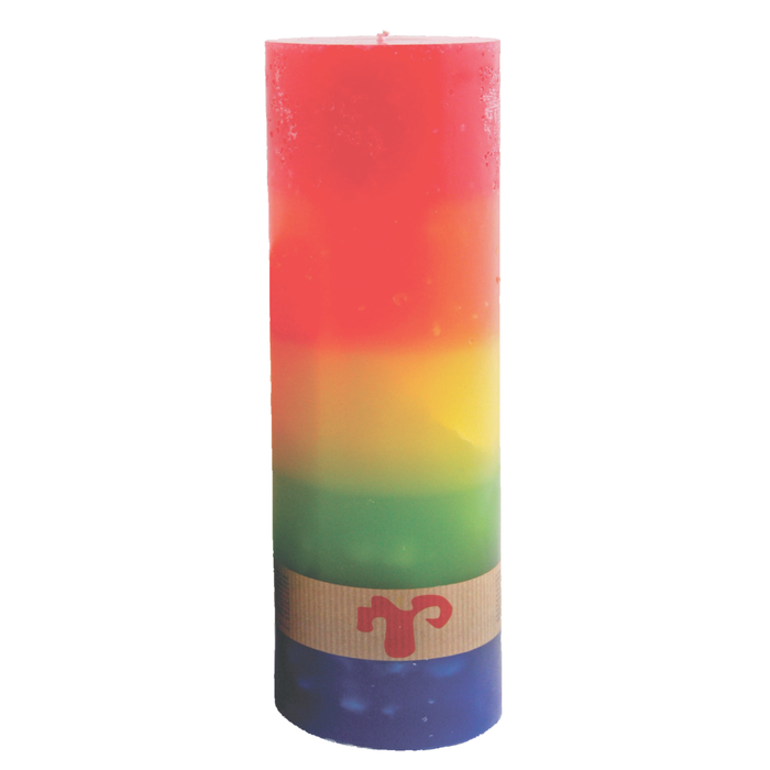 Rainbow Coloured, Pillar Candle