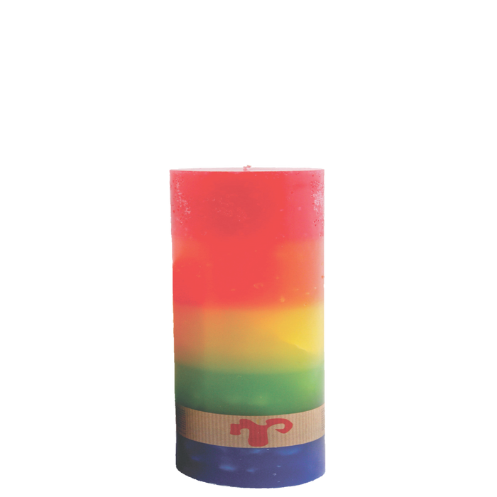 Rainbow Coloured, Pillar Candle