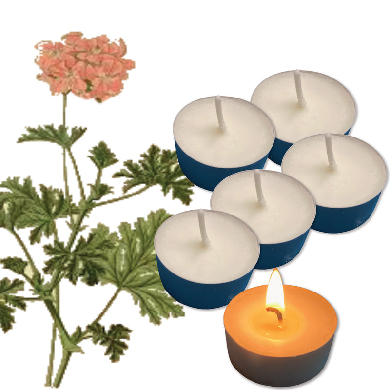 Rose Geranium Handmade Scented Tealights - Pack of 6