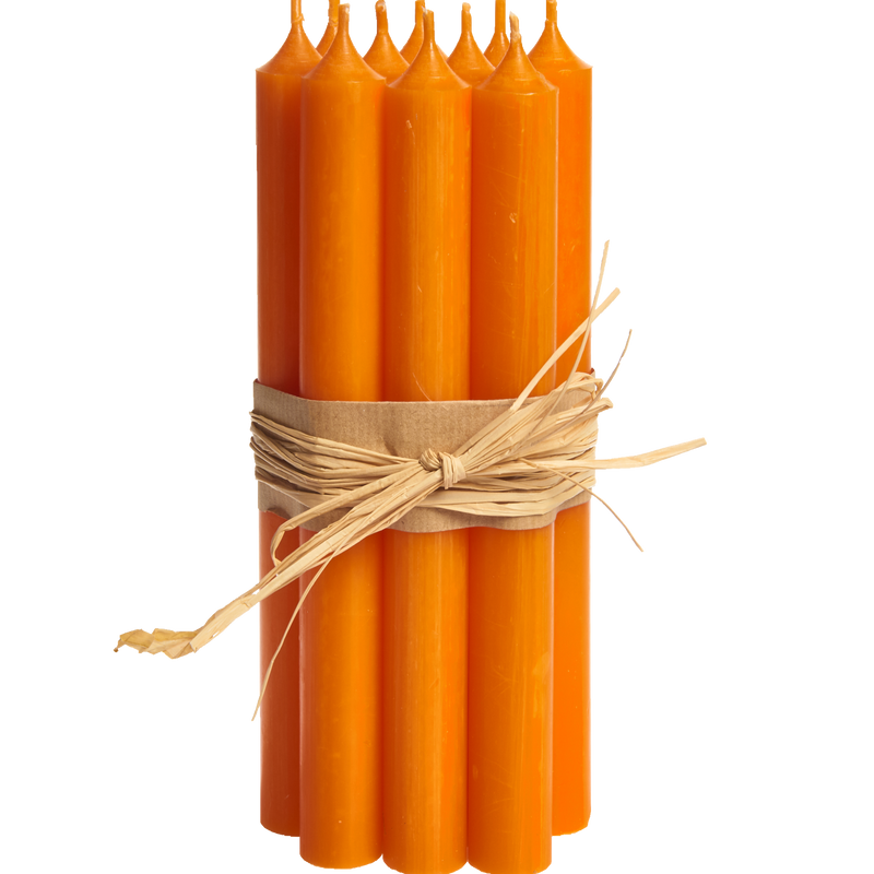 Tall Dinner Candles – Orange (Drip-Free, 11.5h)