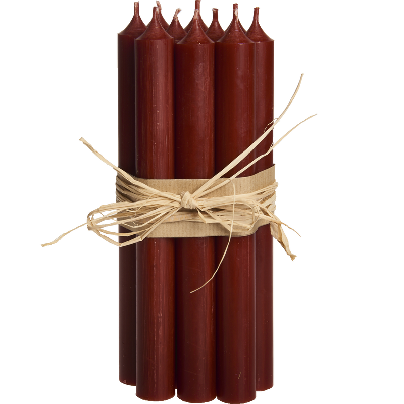Tall Dinner Candles – Dark Red (Drip-Free, 11.5h)