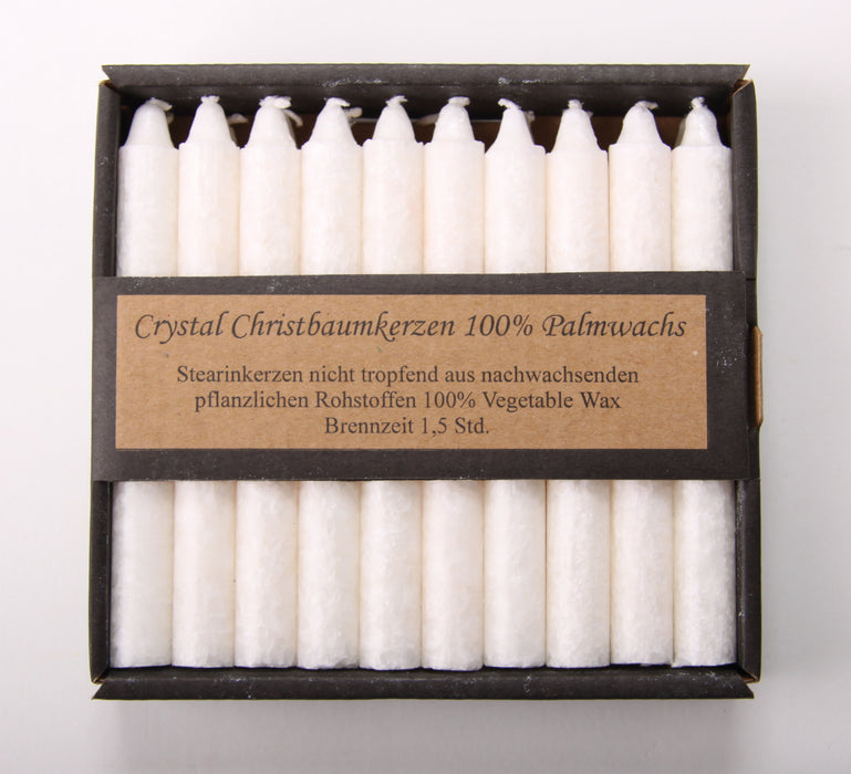 Pack of 20 “Christmas Tree Candles” (White), 10 x 1.3 cm