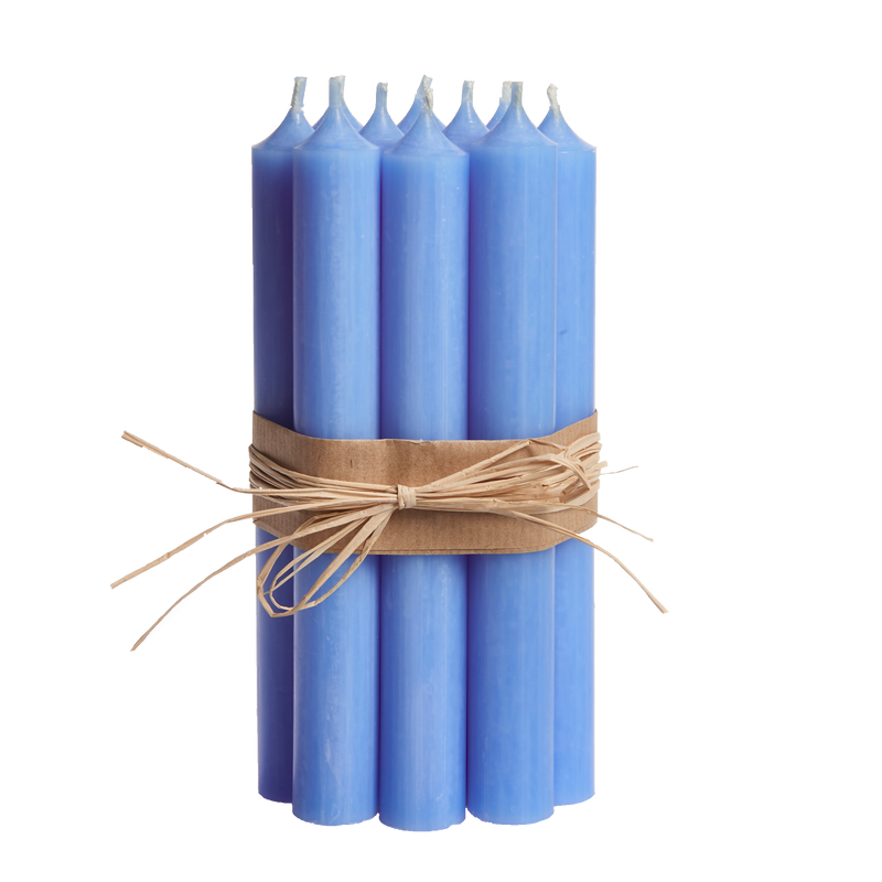 14 Light Blue, Regular Dinner Candles