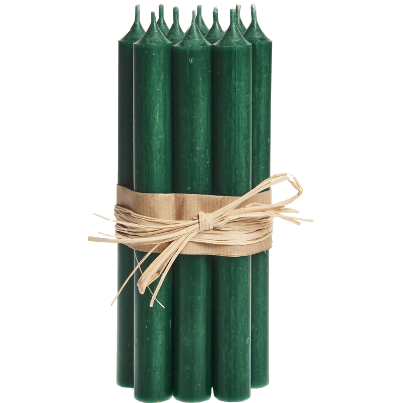 Tall Dinner Candles – Dark Green (Drip-Free, 11.5h)