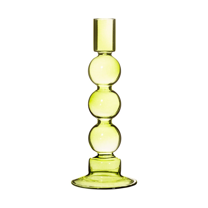 Candle Holder, Glass Bubble Green x1