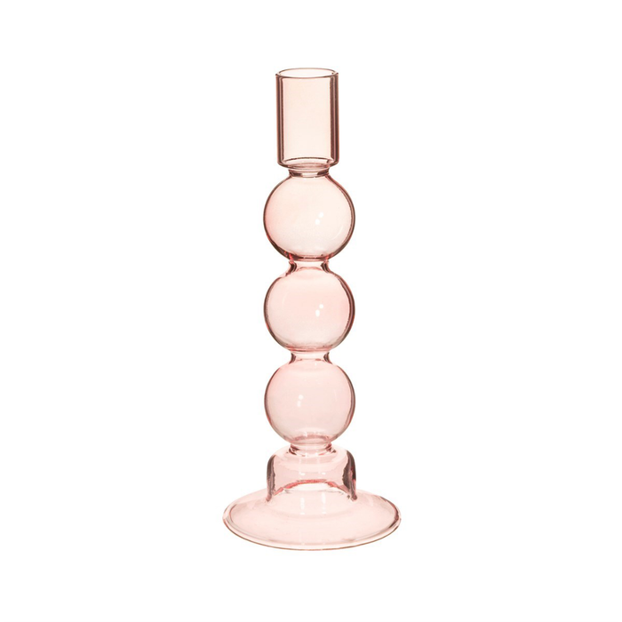 Candle Holder, Glass Bubble Pastel Pink