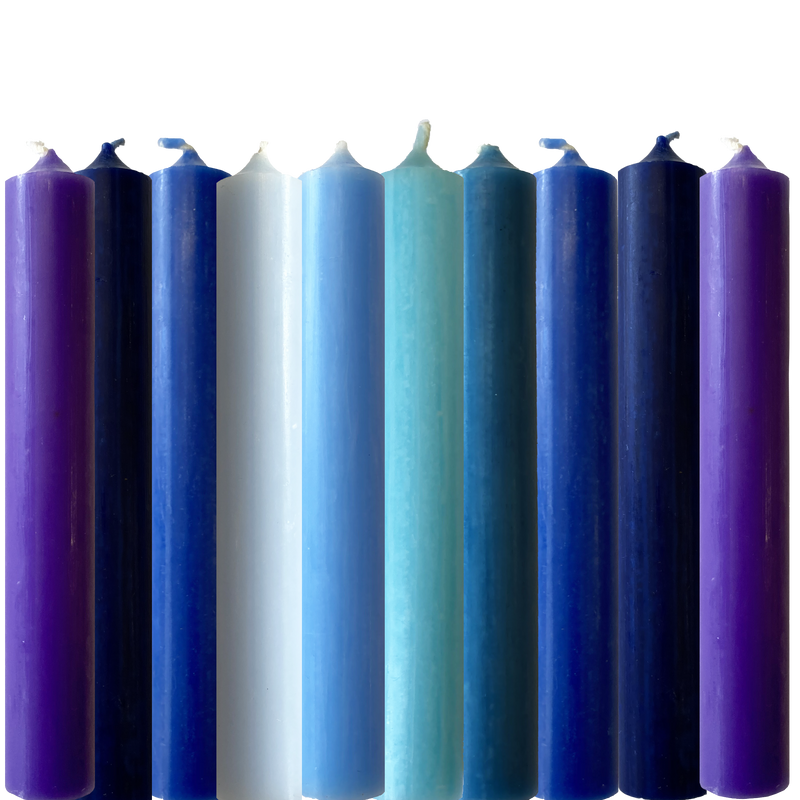 Dinner Candles, Regular x 10 Blue Mix