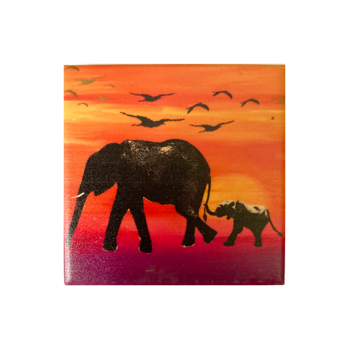 Elephant and Baby Ceramic Coaster